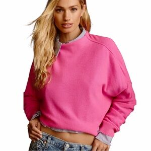 Anthropologie Pilcro The Alani 100% cashmere mock-neck sweater in neon pink.